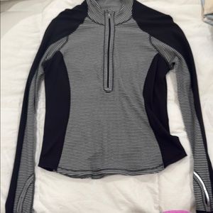 Black and Gray Women's Striped Top